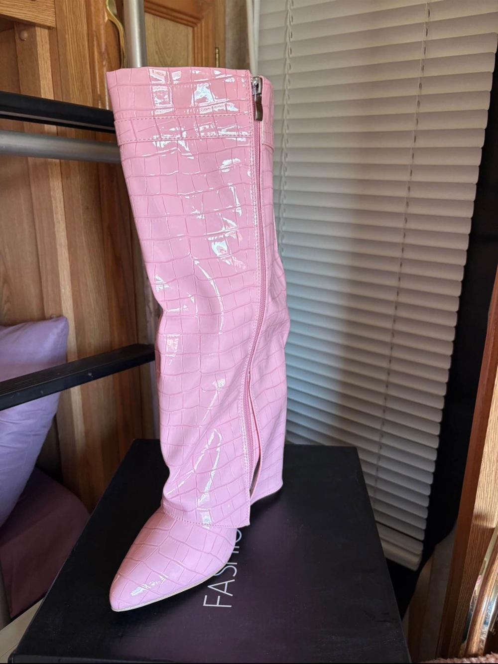 Fashion Nova Pink Windy Knee-High Boot - Picture 2 of 3